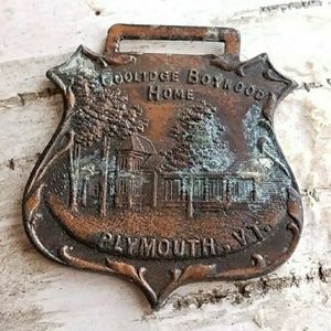 Vintage Coolidge Boyhood Home medal fob charm pendant